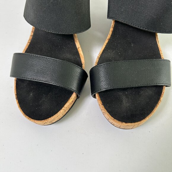 Aerosoles Putnam Wedge Sandal Womens 8.5 M Black Slingback Cork Elastic  Strap - Picture 2 of 12